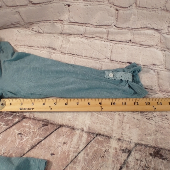 Meadow Rue Anthropologie Teal Sheer Textured Lightweight Blouse M - Picture 13 of 16